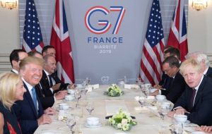 British Prime Minister Boris Johnson, tried to sell the president on the value of free trade when they met over breakfast. “We're in favor of trade peace,” Johnson said.