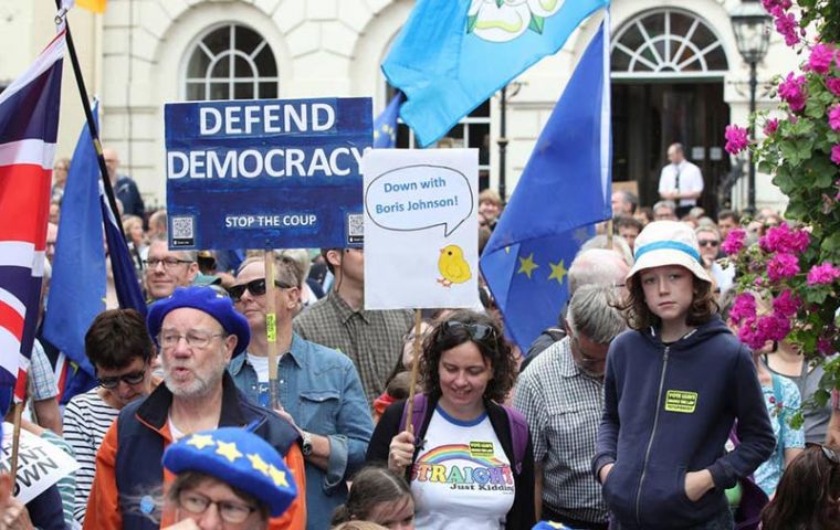 The demonstrations in London and elsewhere are against Prime Minister Boris Johnson’s decision to prorogue parliament