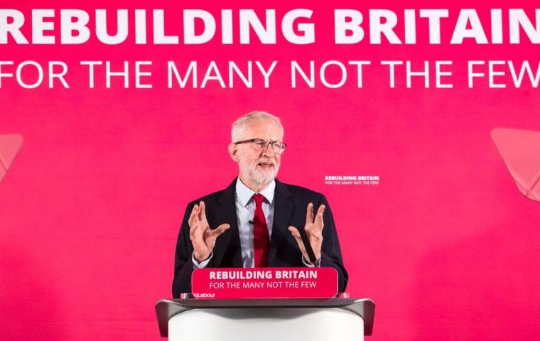 At a speech Mr Corbyn said an election was the “democratic way forward” and “would give the people a choice between two very different directions”. 
