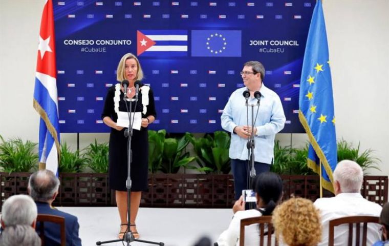 “Cuba is a key partner for us,” EU foreign commissioner Federica Mogherini said in talks in Havana with her Cuban counterpart Bruno Rodriguez