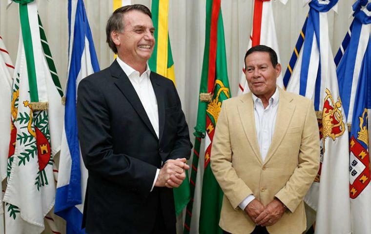 Bolsonaro, 64, underwent a five-hour operation on Sunday to repair an abdominal hernia, leaving Vice President Hamilton Mourao as acting president