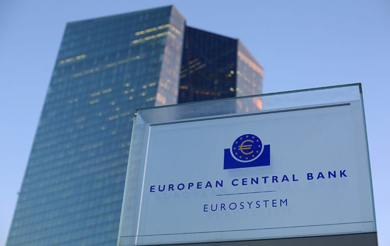 ECB said in Frankfurt it would cut its deposit rate by 10 basis points, to -0.5% from -0.4%, and purchase 20bn Euros' of bonds a month starting in November.
