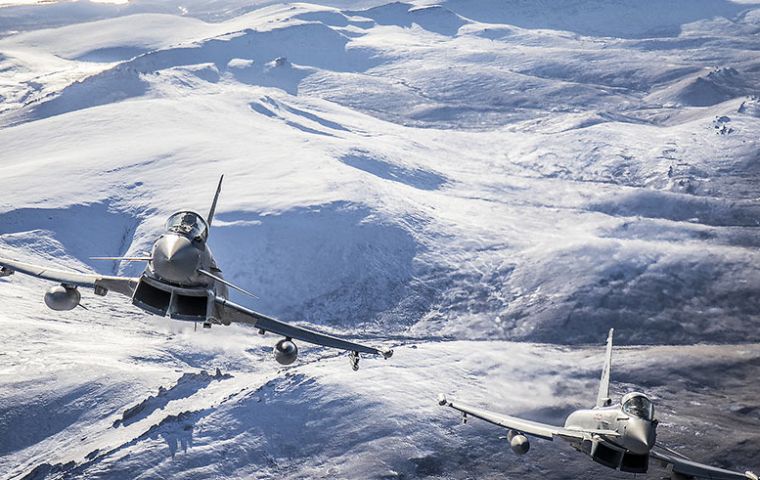 There is a permanent detachment (1435 Flight) of Typhoons located on the Falkland Islands. (Pic. MoD)