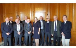 A plumage of Governors with FIGO representative Sukey Cameron MBE