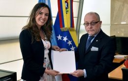 Venezuelan ambassador Elisa Trotta with Argentine foreign minister Jorge Faurie