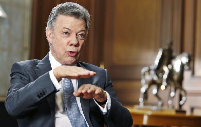 “After World War II, the world was facing a threat from a nuclear war,” Juan Manuel Santos, told the World Green Economy Summit in Dubai.