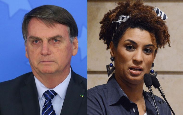 TV Globo reported on Tuesday that just hours before the March 2018 murder, the suspect was said to have told a doorman he was going to Bolsonaro’s house