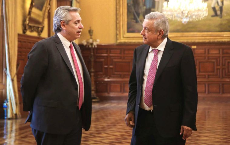 Fernández said topics of discussion with López Obrador at Mexico's National Palace included improving a deteriorated commercial relationship. Image: Reuters