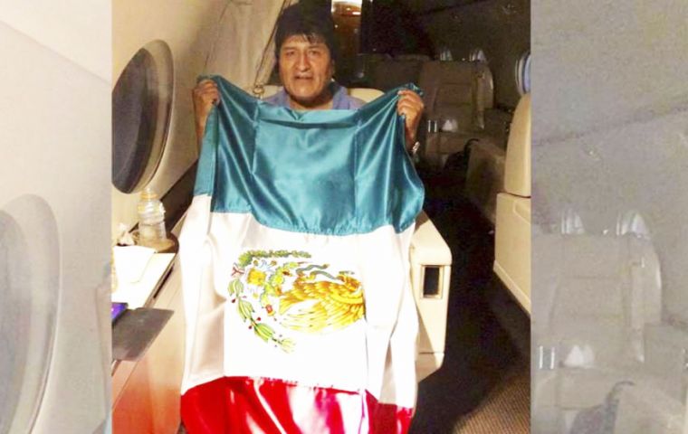 Morales boarded a Mexican government plane from the central Bolivian town of Chimore, a stronghold of his supporters where he retreated over the weekend 