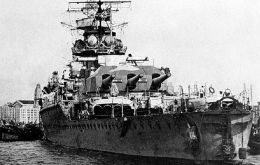 The Graf Spee in Montevideo before she was scuttled