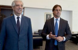“The tensions are clear,” Luis Lacalle Pou said after meeting with outgoing Uruguayan leader Tabare Vazquez. Image: Presidency