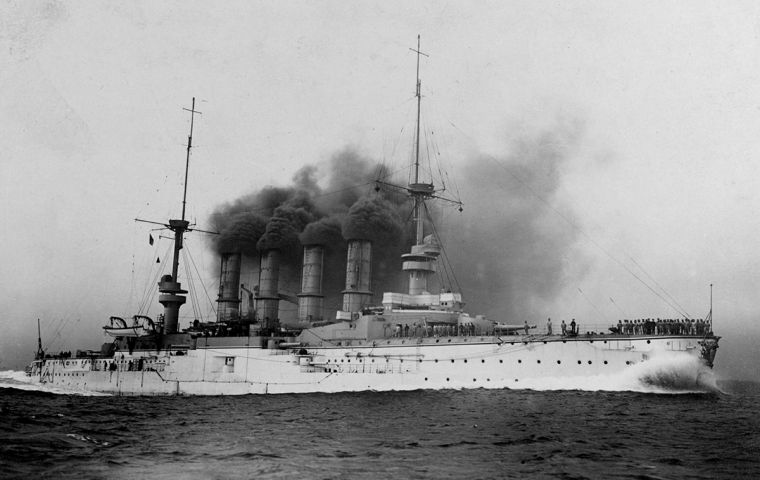 The Scharnhorst, built in Hamburg in 1905, was the first to be sunk, having sustained substantial damage inflicted by HMS Invincible and HMS Inflexible