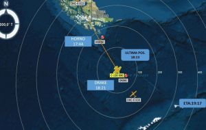 Chile's Air Force released this map depicting the Hercules' route and the point where it lost contact.