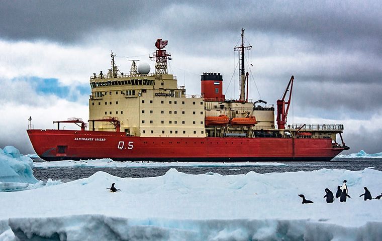 The Argentine icebreaker ARA Almirante Irizar which was almost a decade undergoing repairs and refurbishment 