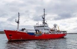 PHAROS SG, on regular deployment as a South Georgia and South Sandwich Islands fishery patrol vessel,  returned on Tuesday morning to Stanley Harbour (Pic BFSAI)