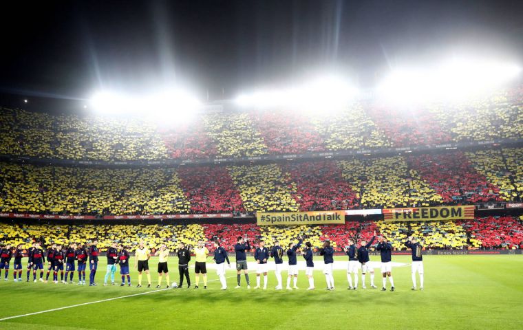The match had been postponed in October over protests against the jailing of nine Catalan separatist leaders.