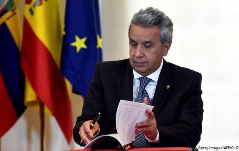 President Moreno is struggling with an economic crisis that he blames on waste and corruption by his predecessor's administration