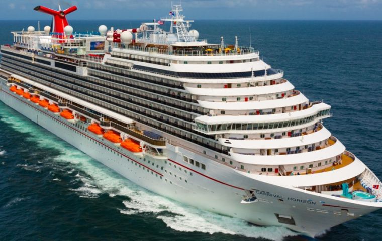 The new Carnival cruise ship is 133,500 gross tons with a guest capacity of 4,008 at double occupancy. She has 15 passenger decks and 1,450 crew members.
