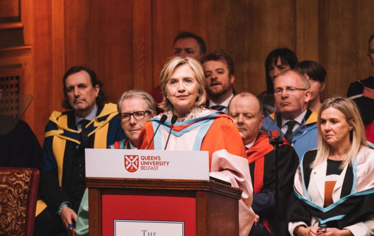 The 2016 US presidential candidate becomes the first female chancellor of the 175-year-old university.
