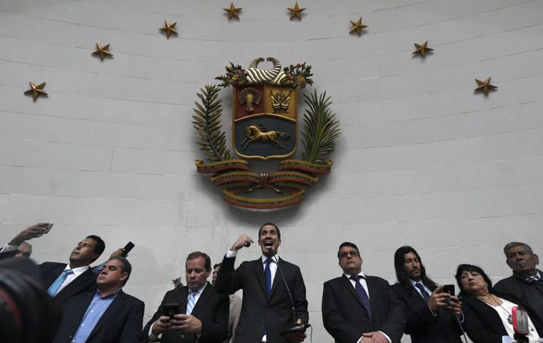 Guaido then raised his right hand and took the oath of office for another term as leader of the assembly.