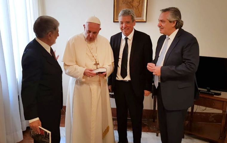 A meeting of Alberto Fernandez with Pope Francis, before he was elected president of Argentina last October  