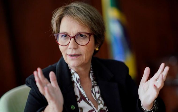 “We would like to urge India to lower its tariffs on chicken and chicken products which are far too steep,” Brazilian Agriculture Minister Tereza Cristina Dias said