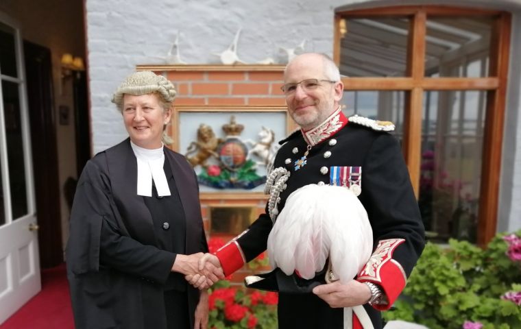 Sarah Whitby takes the oath as Senior Magistrate before Governor Nigel Phillips 