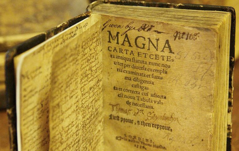 A key manuscript in English history, the Magna Carta is a charter of citizens' rights curbing the arbitrary power of medieval kings