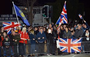 There was a small crowd of Gibraltarians in attendance who waved Gibraltar flags and the British flag