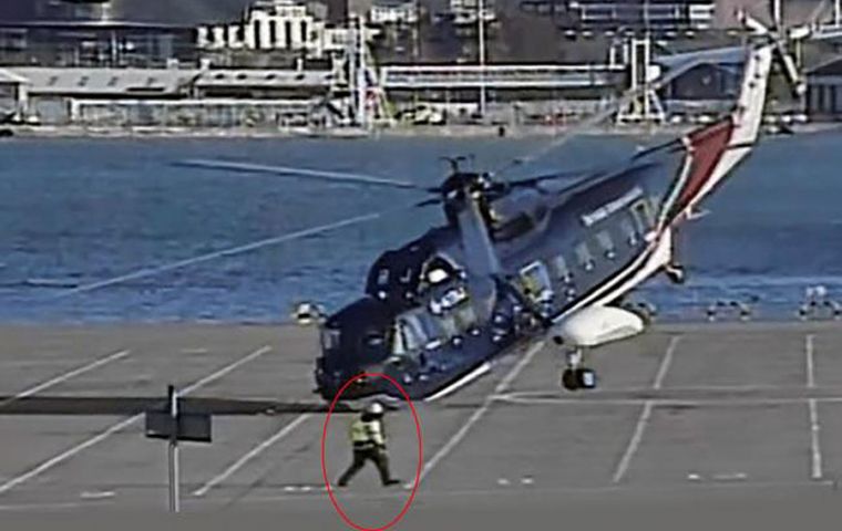 The civilian Sea King aircraft pitched nose-down after taking off from Marchwood Military Port in Hampshire in February 2018. No-one was hurt. (Pic Reuters)