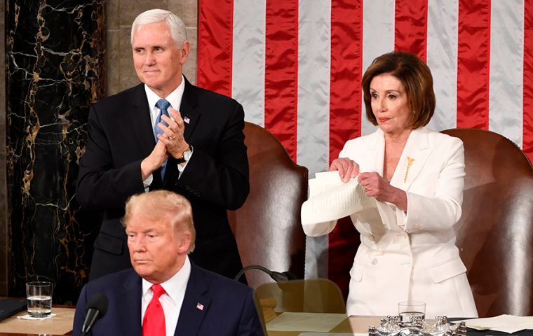 Pelosi ripped a copy of Trump’s speech on Tuesday night seconds after the Republican president finished delivering it