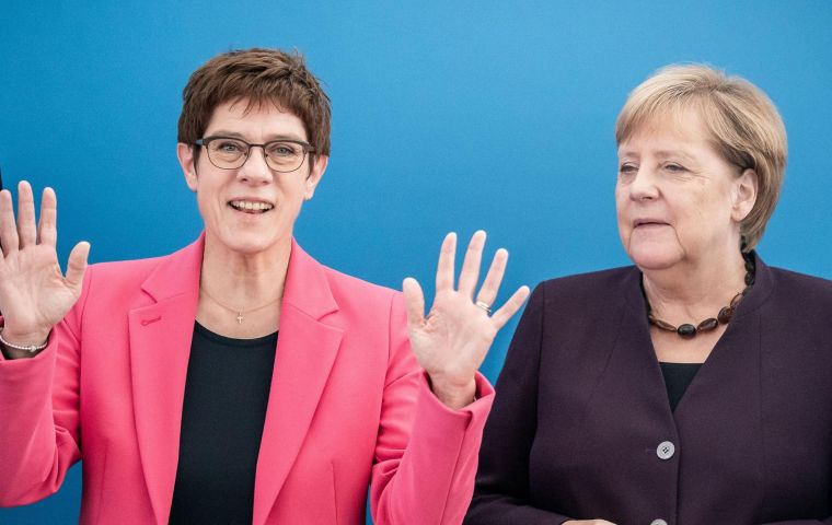 Kramp-Karrenbauer, 57, won a vote in December 2018 to succeed Merkel as CDU leader, but then struggled to stamp her authority on the party
