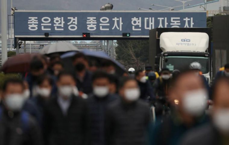 Hyundai operates five car factories in Ulsan, which has an annual production capacity of 1.4 million vehicles, or nearly 30% of Hyundai's global production. (Pic Reuters)