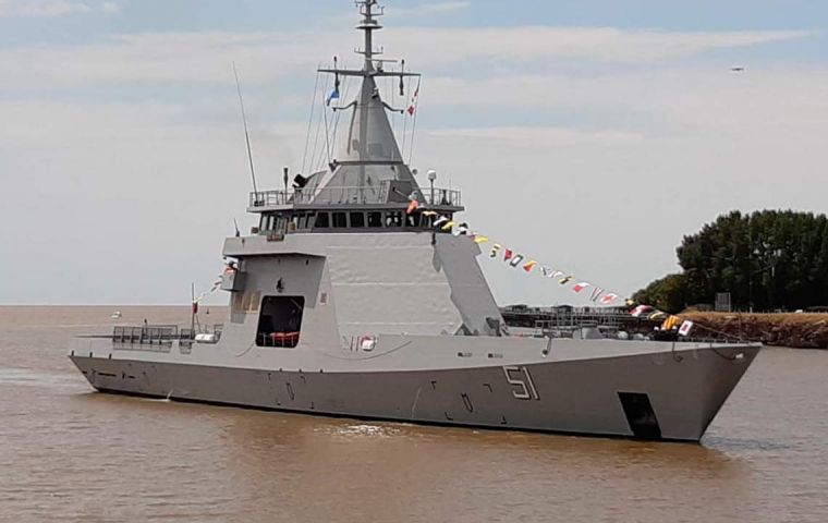 ARA Bouchard is a French refurbished Gowind Class Ocean Patrol Vessel, that includes a helicopter and was recently incorporated to the Argentine navy