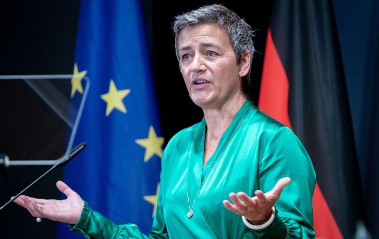 “It's very important that one is aware that there is a real risk that businesses that are vulnerable can be the object of a takeover” Margrethe Vestager said in an interview with FT.