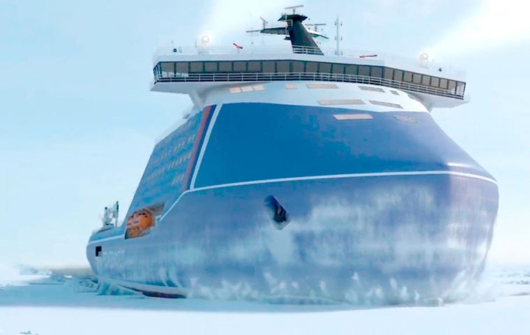 Planned Rosatom icebreaker fleet positioning by 2035 with 100 million tons of cargo. (Courtesy of Rosatom) 