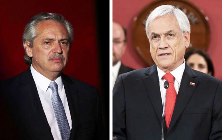 Presidents Fernandez and Piñera held a call on Monday, and agreed to jointly face  the “dual enemies” of the coronavirus pandemic and economic recession. 