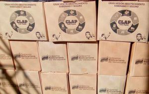 Food boxes provided by CLAP, Venezuelan government food distribution program.