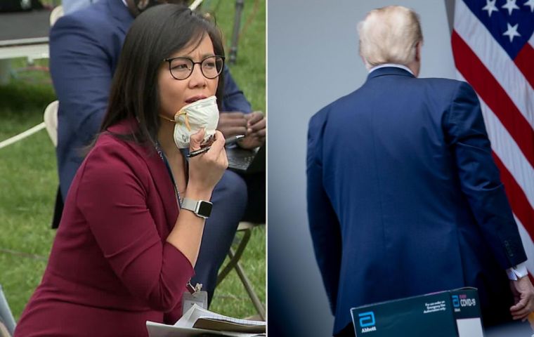 CBS News reporter Weijia Jiang asked Trump why he continued to insist that the US was doing better than other countries when it came to testing for the virus.