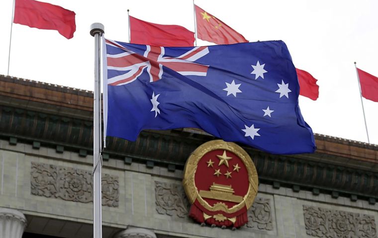 The suspension starts this Tuesday, according to a statement on a customs website. The four plants make up about 35% of Australian beef exports to China