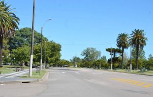 A view of the empty streets of the capital Montevideo, at the start of the sanitary emergency in early March