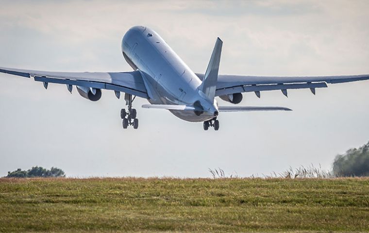 The civilian registered Voyager A330-200, G-VYGM, flew direct from RAF Brize Norton to Mount Pleasant Airfield in a record time of 15 hours and 9 minutes