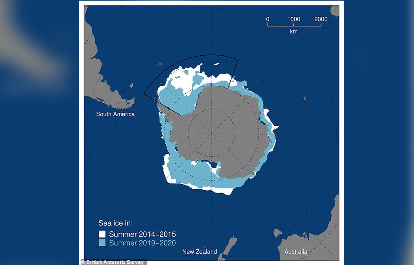 Sea ice in the Weddell Sea has decreased by one million sq kilometers ...