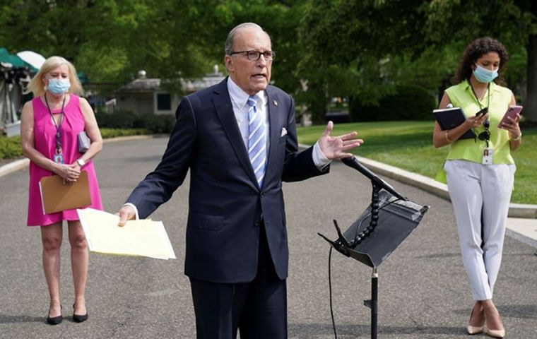 “At the moment, the story looks very good. We're set for a V-shaped recovery,” National Economic Council Director Larry Kudlow told CNBC. 