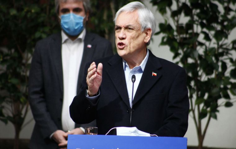 “The coronavirus pandemic...is hitting our middle class hard,” Piñera said, touting the fresh round of stimulus as a bailout at least 1 million families.