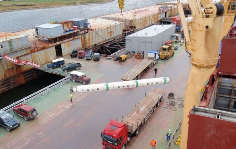 Falklands Interim Port and Storage System, the current harbor structure in Stanley 