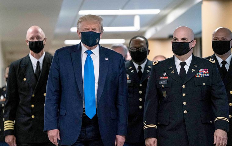 “We are United in our effort to defeat the Invisible China Virus, and many people say that it is Patriotic to wear a face mask when you can't socially distance” 