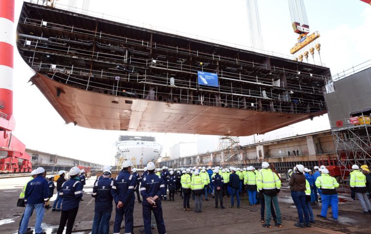 The ocean liner “Wonder of the Seas” was being built in France, and was set to sail from Shanghai in 2021 