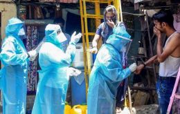 Blood tests on 6,936 randomly selected people conducted by Mumbai's officials  found  57% of slum-dwellers and 16% of non-slum residents had virus antibodies.