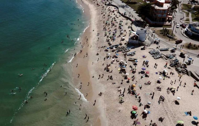 Rio's beaches have often been full recently, especially on weekends, as visitors ignore restrictions aimed at fighting the world's second worst coronavirus outbreak